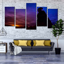 Load image into Gallery viewer, Blue Canvas Print of Desert Goblin Valley Night Stars Eroded Hoodoos 5 piece canvas For Living Room
