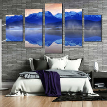 Load image into Gallery viewer, Blue  Modern  Norwegian  ocean  mountain  sunrise  Landscape  5  Piece  photography  prints For Bedroom
