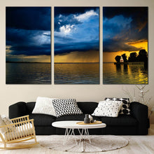 Load image into Gallery viewer, Blue Orange Amazing Dawn Scenery Baltic 3 Pieces Art Work In Living room
