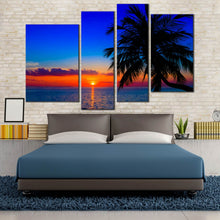 Load image into Gallery viewer, Blue Orange Maldives Ocean 4 Piece Art Work 
