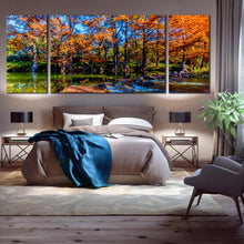 Load image into Gallery viewer, Blue Sky River Park Bloss Triptych Canvas Art For Bedroom
