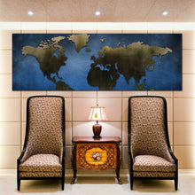 Load image into Gallery viewer, Blue  and  black  map  Media  large  size  canvas  print For Living Room
