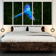 Load image into Gallery viewer, Blue parrot macaw flying green forest 5 Piece Canvas print For Bedroom
