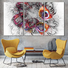Load image into Gallery viewer, Bright Abstract Canvas Wall Art Colorful Abstract Fractal Element Multiple Canvas 3D Abstract Fractal 3 Piece Canvas Print In Living room
