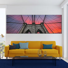 Load image into Gallery viewer, Brooklyn  NYC  Bridge  Dramatic  Sunset  large  Canvas  Art In Living Room
