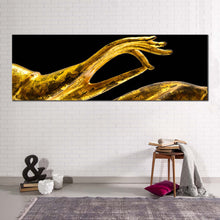 Load image into Gallery viewer, Buddha Hands Canvas Print Golden Buddha Meditation Canvas Artwork Yellow Peaceful Buddha 1 Piece Canvas Wall Art In Living Room
