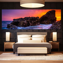 Load image into Gallery viewer, California  Ocean  Canvas  Wall  Art  Orange  Laguna  Beach  Sunset  Canvas  Print  Blue  Waves  Rocks  Ocean  1  Piece  Multi  Canvas  Artwork For Bedroom
