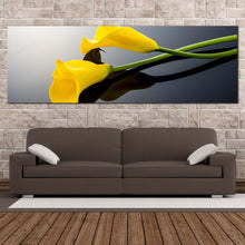 Load image into Gallery viewer, Calla Lily Canvas Wall Art Yellow Isolated Lilies 1 Piece Canvas Artwork Digital Flowers Canvas Print In Living Room
