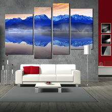 Load image into Gallery viewer, Calm Blue Norwegian Ocean Mountain Sunrise Multi Panel Wall Decor 
