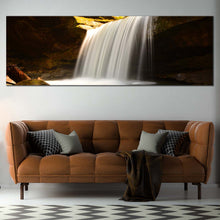 Load image into Gallery viewer, Calming  Waterfall  Canvas  Wall  Art  White  Waterfall  Nature  Canvas  Print  Yellow  Rocks  Waterfall  River  Living  Room  1  Piece  Canvas  Artwork In Living Room
