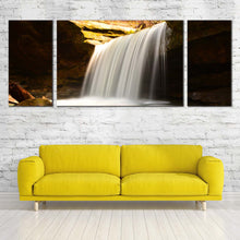 Load image into Gallery viewer, Calming Waterfall Canvas Wall Art White Waterfall Nature Canvas Print Yellow Rocks Waterfall River  3 Piece Canvas For Living Room
