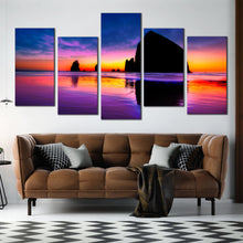 Load image into Gallery viewer, Cannon ocean beach landscape evening haystack rock reflection in waterfall For Living Room
