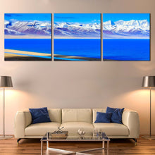 Load image into Gallery viewer, Capped  Mountain  Canvas  Wall  Art  White  Snow  Covered  Ocean  Mountain  Living  Room  3  Piece  Canvas  Print  Blue  Lake  in  Tibet  Canvas For Living Room
