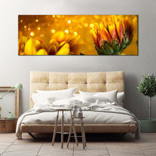 Load image into Gallery viewer, Chrysanthemum Flowers Canvas WallArt  Golden Abstract Beautiful Floral 3Piece Canvas Set  YellowFlower Canvas Print In Living Room
