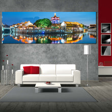 Load image into Gallery viewer, City Landscape Canvas Print  Colorful City View 1 Piece Canvas WallArt  City Lights Reflection Canvas Art In Living Room
