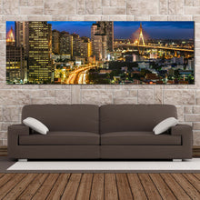 Load image into Gallery viewer, City Lights Canvas WallArt  Bankok Blue Sky City scape 1 Piece Canvas Set  Thailand Brown City Canvas Print In Living Room
