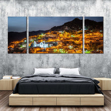 Load image into Gallery viewer, City Mountains Canvas WallArt Cypurs Grey Sky Village Mountain 3 Piece Canvas Print Cypress Orange Village Mountain Art For Bedroom
