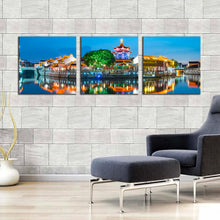 Load image into Gallery viewer, City Reflection Canvas Wall Art Beautiful City Landscape 3 Piece Canvas Set Colorful City Lights Canvas Print For Living Room
