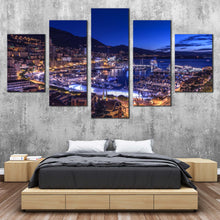 Load image into Gallery viewer, City  Beach  Canvas  Wall  Art  Blue  Sky  Monaco  City  Mountains  5  Piece  Multi  Canvas  Yellow  City  Lights  Harbors  Canals  Canvas  Print For Bedroom
