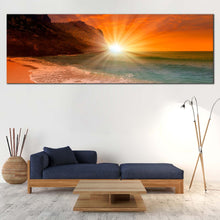 Load image into Gallery viewer, Cleopatra  Ocean  Canvas  Wall  Art  Orange  Sky  Ocean  Beach  Multi  Canvas  Artwork  Turkey  Sand  Beach  Yellow  Sunrise  Living  Room  1  Piece  Canvas  Print For Living Room
