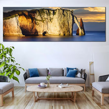 Load image into Gallery viewer, Cliff  Beach  Canvas  Print  Normandy  France  Yellow  Ocean  Mountains  Canvas  Wall  Art  Blue  Etretat  Ocean  1  Piece  Multi  Canvas  Falaise  d  Amont  Cliff  Canvas  Set For Living Room
