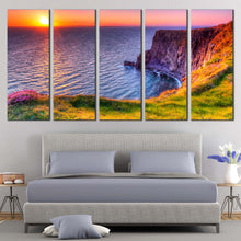 Load image into Gallery viewer, Cliffs  of  Moher  Canvas  Print  Blue  Ocean  Cliff  Ireland  Canvas  Set  Orange  Ocean  Mountains  Bedroom  5  Piece  Canvas  Wall  Art For Bedroom
