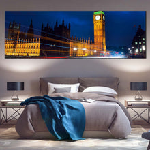 Load image into Gallery viewer, Clock  Tower  Canvas  Print  Westminster  Blue  Sky  Wide  Canvas  England  Gold  Big  Ben  Bedroom  1  Piece  Canvas  Wall  Art In Bedroom
