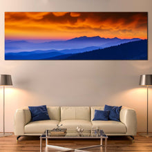 Load image into Gallery viewer, Cloudy  Landscape  Canvas  Wall  Art  Ukraine  Landscape  Orange  Sky  Canvas  Print  Beautiful  Blue  Majestic  Mountains 1  Piece  Canvas For Living Room
