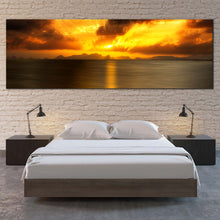 Load image into Gallery viewer, Cloudy  Seascape  Canvas  Print  Yellow  Ocean  Sky  Bedroom  1  Piece  Canvas  Wall  Art  Grey  Sea  Sunset  Reflection  Multi  Canvas For Bedroom
