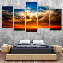 Load image into Gallery viewer, Cloudy Seascape Canvas Wall Art Dramatic Blue Ocean Sky  5 Piece Canvas Print Orange Sunset Seascape Multi Canvas 
