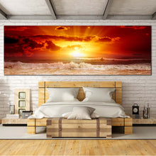 Load image into Gallery viewer, Cloudy  Seascape  Canvas  Wall  Art  Yellow  Sunset  Sunshine  Multiple  Canvas  Bedroom  Orange  Ocean  Sky  1  Piece  Canvas  Print For Bedroom
