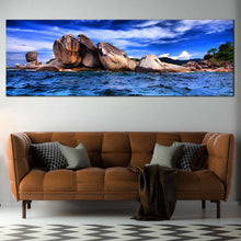 Load image into Gallery viewer, Cloudy  Sky  Canvas  Print  Brown  Ocean  Rocks  Multi  Canvas  Artwork  Blue  Tempest  Ocean  Living  Room  1  Piece  Canvas  Wall  Art In Living Room
