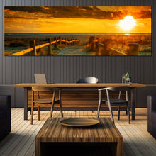Load image into Gallery viewer, Cloudy  Sky  Canvas  Print  Yellow  Ocean  Sunset  Canvas  Set  Dining  Room  Orange  Ocean  Beach  1  Piece  Canvas  Wall  Art In Dinning Room
