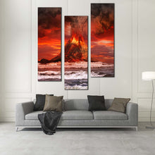 Load image into Gallery viewer, Cloudy  Sky  Canvas  Wall  Art  Beautiful  Scenery  Living  Room  Multi  Canvas  Red  Orange  Volcano  Eruption  3  Piece  Canvas  Print In Living Room
