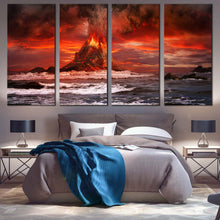 Load image into Gallery viewer, Cloudy Sky Canvas Wall Art Beautiful Scenery Multi Canvas Red Orange Volcano Eruption  4 Piece Canvas Print For Bedroom
