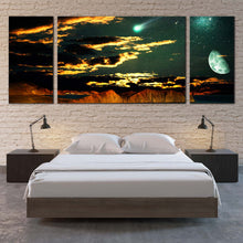 Load image into Gallery viewer, Cloudy  Sky  Canvas  Wall  Art  Brown  Mountain  Scenery  Canvas  Print  Green  Full  Moon  Starry  Sky 3  Piece  Multi  Canvas For Bedroom
