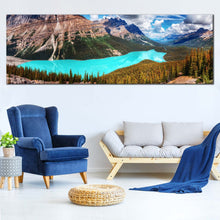 Load image into Gallery viewer, Cloudy  Sky  Canvas  Wall  Art  Canada  Banff  National  Park  Multi  Canvas  Alberta  Green  Trees  Canvas  Print  Blue  Peyto  Lake  Living  Room  1  Piece  Canvas In Living Room
