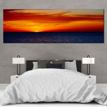 Load image into Gallery viewer, Cloudy  Sky  Canvas  Wall  Art  Coast  Of  The  Sea  Sunset  1  Piece  Multiple  Canvas  Dramatic  Red  Orange  Ocean  Sky  Canvas  Print For Bedroom
