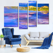 Load image into Gallery viewer, Cloudy Sky Canvas Wall Art Yellowstone National Park Canvas Print Blue Purple Grand Prismatic Spring 4 Piece Multi Panel Canvas 
