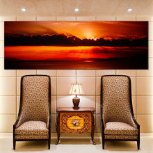 Load image into Gallery viewer, Cloudy  Sunset  Canvas  Wall  Art  Beautiful  Red  Ocean  Sky  4  Piece  Multi  Canvas  Artwork  Orange  Sun  Behind  Clouds  Canvas  Print For Living Room
