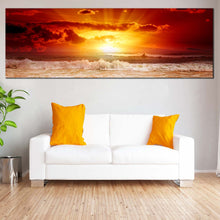 Load image into Gallery viewer, Cloudy  Sunset  Canvas  Wall  Art  Orange  Seascape  Canvas  Print  Yellow  Ocean  Sky  Living  Room  1  Piece  Canvas For Living Room
