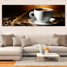 Load image into Gallery viewer, Coffee  Beans  Canvas  Print  White  Coffee  Cup  Saucer  Living  Room  1  Piece  Canvas  Wall  Art  Brown  Coffee  Beans  Canvas  Set For Living Room
