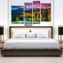Load image into Gallery viewer, Colorado Landscape Canvas Wall Art White East Beckwith Mountain 4 Piece Canvas Print Green Autumn Landscape Multi Canvas Artwork
