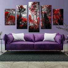 Load image into Gallery viewer, Colorado  Red  Forest  5  panel  Panoramic  Canvas In Living Room
