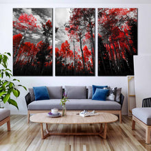 Load image into Gallery viewer, Colorado Red Forest Multi panel Panoramic Canvas In Living Room
