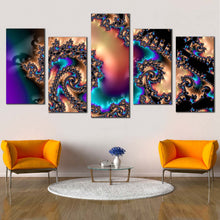 Load image into Gallery viewer, Contemporary Abstract Canvas WallArt Red Abstract Shapes Multi Canvas Modern Colorful Abstract Patterns 5 Piece Canvas Print
