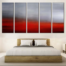 Load image into Gallery viewer, Contemporary Abstract Canvas Print Grey Abstract Pattern Canvas Set Red Brush Strokes Modern Abstract  5 Piece Canvas Wall Art For Bedroom
