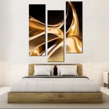 Load image into Gallery viewer, Contemporary  Abstract  Canvas  Wall  Art  Brown  Modern  Abstract  Triptych  Canvas  Set  Liquid  Gold  Abstract  Bedroom  3  Piece  Canvas  Print In Bedroom
