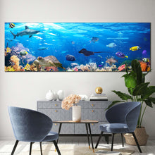 Load image into Gallery viewer, Coral Reef Canvas Print Blue Underwater Scene 1 Piece Canvas Wall Art Exotic Underwater Colorful Fish Canvas In Living Room
