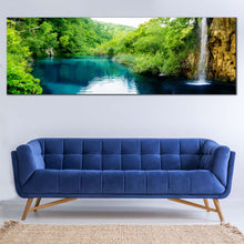 Load image into Gallery viewer, Croatia  Forest  Canvas  Wall  Art  Blue  Deep  Waterfall  Canvas  Print  Croatia  Waterfall  Canvas  Set  Green  Forest  Waterfall  River  Living  Room  1  Piece  Canvas For Living Room
